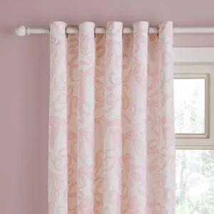 Pink Bows Blackout Eyelet Curtains