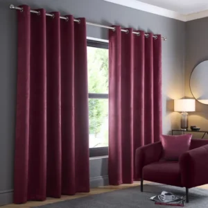 Strata Eyelet Red Curtains