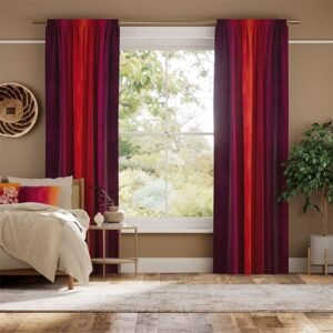 Watercolour Sunset Red Curtains