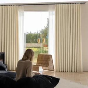 French Embossed White Blackout Curtains