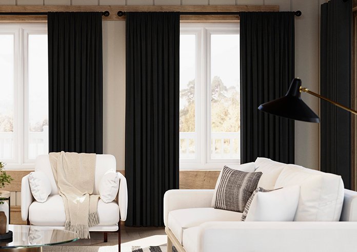 Chenille (Blackout) Pencil Pleat Curtain Nightfall