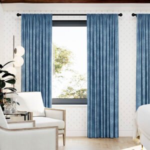 Florence Faux Suede Prussian Blue Made to Measure Curtains