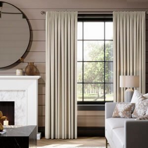 Hampshire (Blackout) Pencil Pleat Curtain Biscuit