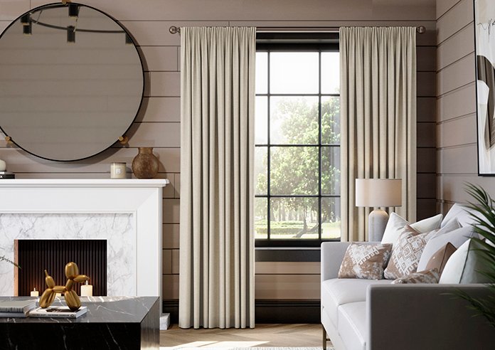 Hampshire (Blackout) Pencil Pleat Curtain Biscuit
