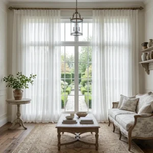 Joy 100% European Flax Linen Extra Wide Sheer Curtain Pleated