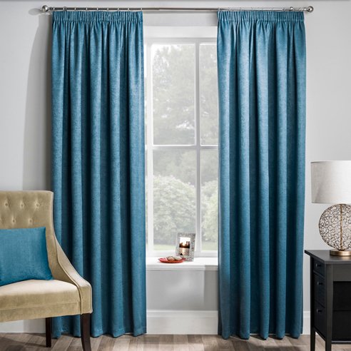 Matrix Pencil Pleat Curtain Teal
